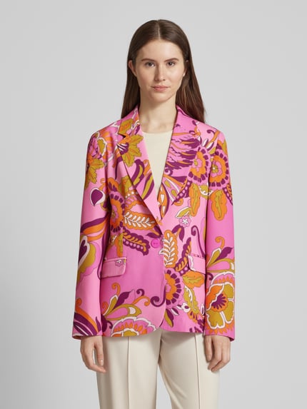 Milano Italy Blazer mit Allover-Muster und Pattentaschen Pink 4