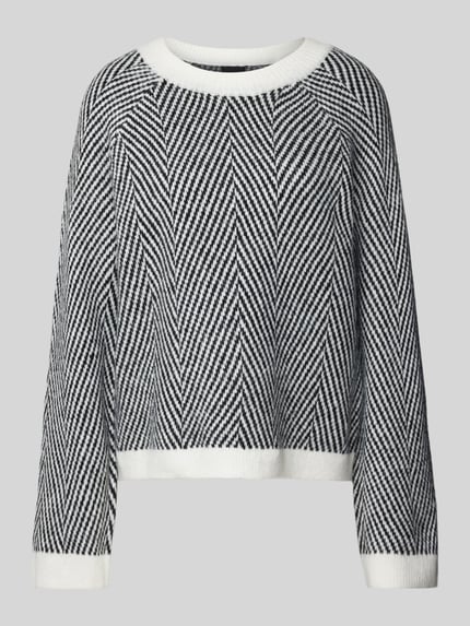 PIECES Regular Fit Strickpullover mit Wollanteil Modell 'OLENA' Metallic Black 2