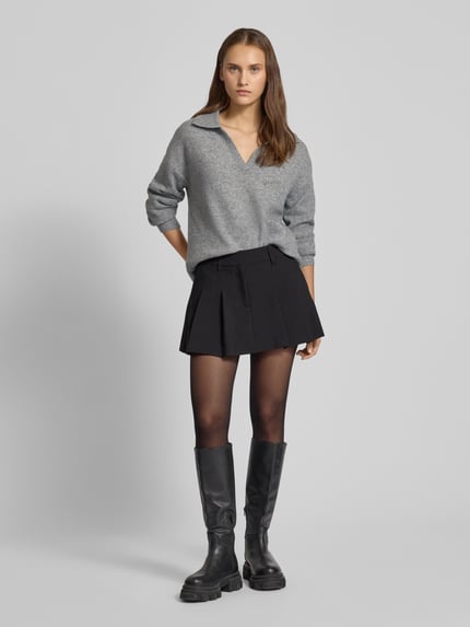 PIECES Regular Fit Strickpullover mit Woll-Anteil Modell 'MALOU' Mittelgrau Melange 1