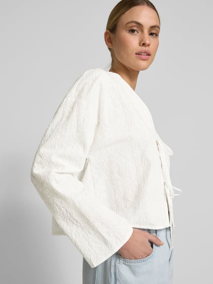 Jake*s Studio Woman Bluzka o kroju regular fit z wiązaniem Złamany biały 3