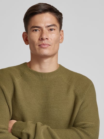 Jake*s Studio Men Sweter z dzianiny z okrągłym dekoltem Oliwkowy 3