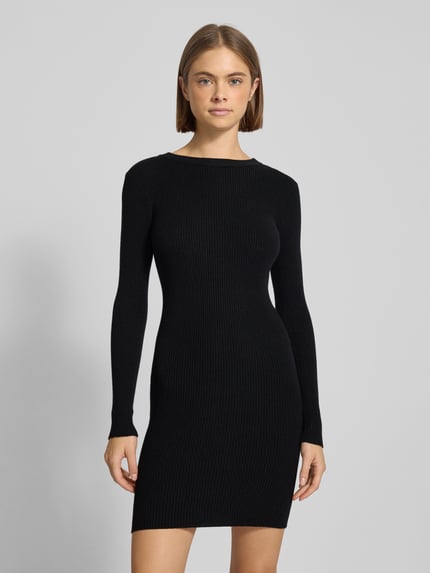 PIECES Sukienka mini o dopasowanym kroju z efektem prążkowania model ‘MIRA NEW’ BLACK 4