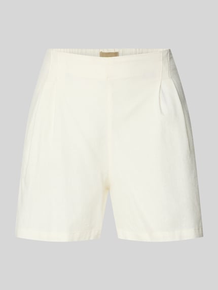 Produktfoto, Shorts mit elastischem Bund Modell 'ALMIRA' von JJXX, biały kolor, prosty krój, mieszanka wiskozy z lnem, Szerokość w rozmiarze S: 38 cm, długość nogawki od wewnątrz w rozmiarze S: 10 cm