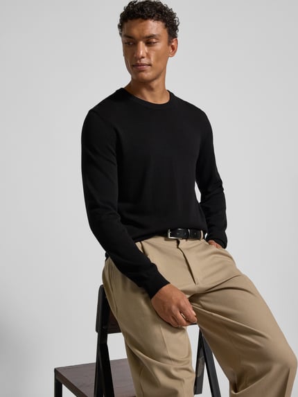 Casual Friday Strickpullover mit Rundhalsausschnitt Modell 'OSVALD' Black 3