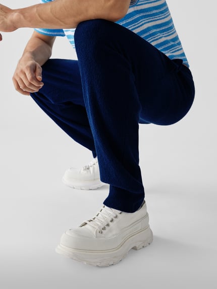 Maison Flaneur Hose mit elastischem Bund Blau 3