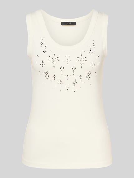 Oui Tanktop mit Ziersteinbesatz Weiss 2