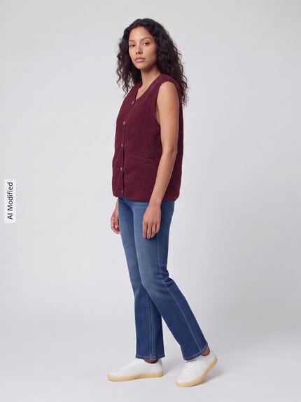 ONLY regular fit bodywarmer in teddystof model 'BABY' Bordeaux - 1