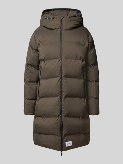 khujo Gewatteerde lange jas met labelpatch, model 'Caius' Olijfgroen - 2