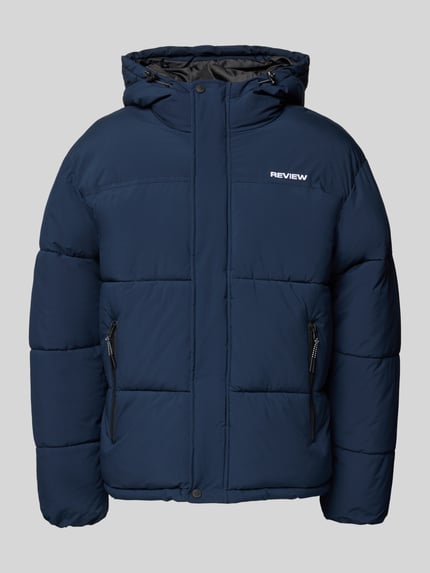 REVIEW Steppjacke mit Label-Stitching und Reißverschlusstaschen Marine 2