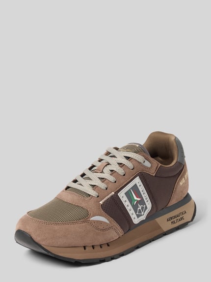 Aeronautica Militare Sneaker mit seitlichem Logo-Patch Modell 'Roma' Taupe 1