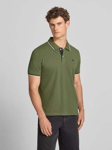 Champion Slim Fit Poloshirt mit Label-Stitching Oliv 4