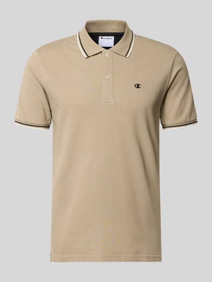 Produktfoto, Slim Fit Poloshirt mit Label-Stitching von CHAMPION in Beige, Reine Baumwolle, Knopfleiste, Rückenlänge 73 cm bei Größe M