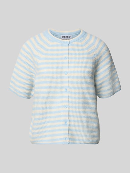 PIECES Regular Fit Strickjacke mit Woll-Anteil Modell 'MALOU' Hellblau 2