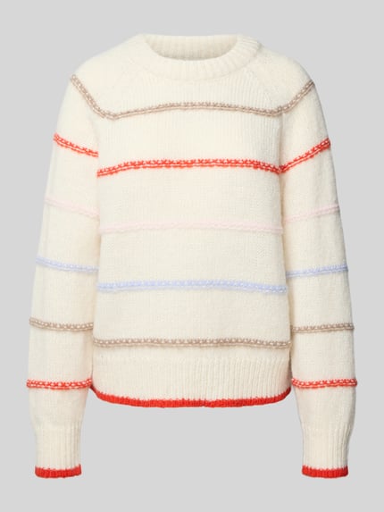 PIECES Regular Fit Strickpullover mit Raglanärmeln Modell 'NELIA' Offwhite 2