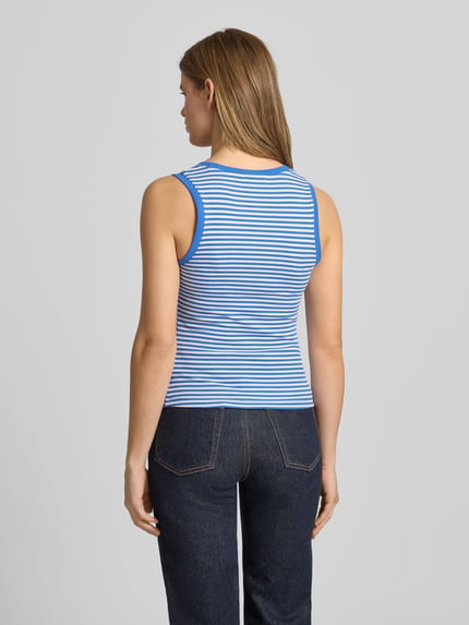 Tommy Jeans slim fit tank top van katoenmix Blauw - 5