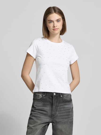 REVIEW T-Shirt mit Ziersteinbesatz Weiss 4
