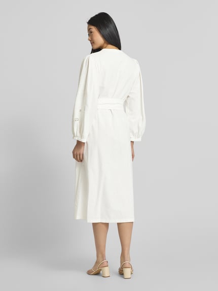 Seidensticker Midikleid aus Baumwoll-Leinen-Mix Offwhite 5