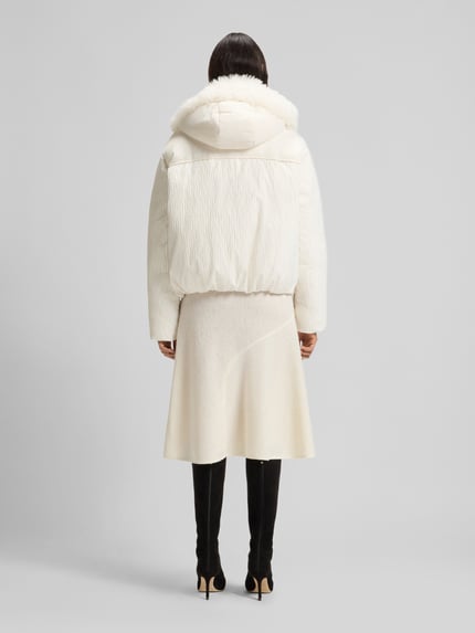 BOSS Regular fit gewatteerd jack met inzetten van jacquard, model 'PEXIA' Offwhite - 5