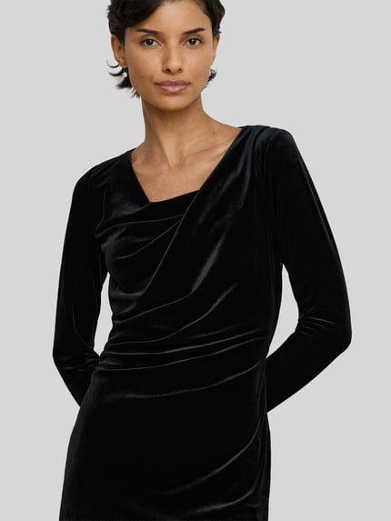 Lauren Ralph Lauren Midikleid mit Wasserfallausschnitt Black 6