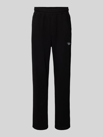 Produktfoto, schwarze Loose Fit Sweathose mit Logo-Stitching Modell 'Signar' von Pegador, reine Baumwolle, schlichte Textur, Herren