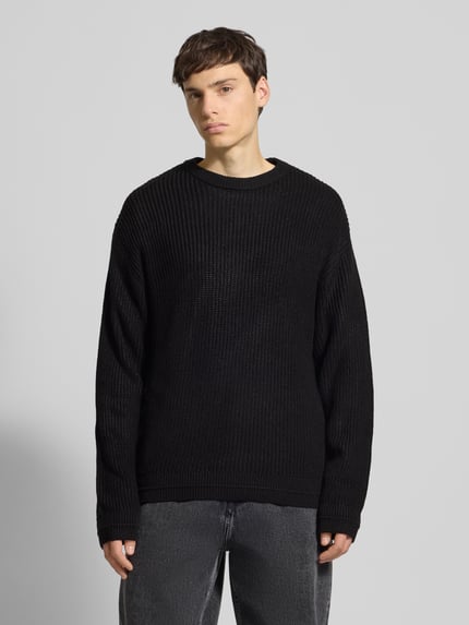 JACK & JONES Gebreide pullover met ronde hals, model 'KAITO' Zwart - 4