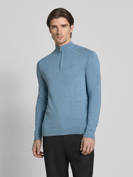 Tom Tailor Regular Fit Troyer aus reine Baumwolle Jeansblau 4