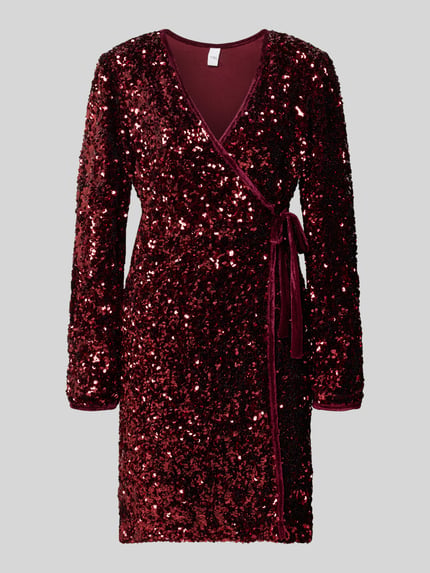 YAS Cocktailkleid mit Pailletten Modell 'ELLE' Bordeaux 2