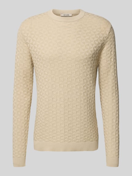 ONLY & SONS Regular Fit Strickpullover mit Strukturmuster Modell 'KALLE' Beige 2