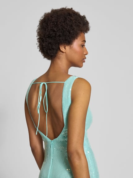 Bardot Cocktailjurk met pailletten, model 'ISHA SEQUIN' Lichtblauw - 3