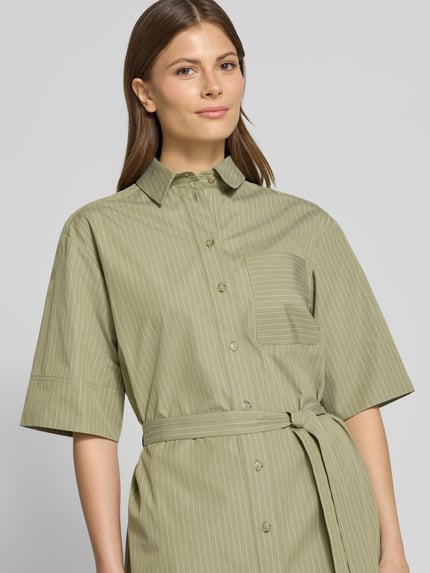 MM by Max Mara Sukienka koszulowa z wiązanym paskiem model ‘SOSPIRO’ Khaki 3