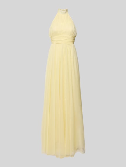 Lace & Beads Cocktailjurk met halter en tailleband Lichtgeel - 2