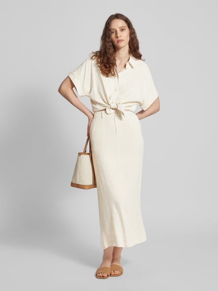 OBJECT Midirok van viscose in effen design, model 'Sanne' Beige - 1