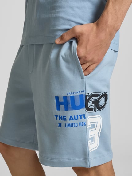HUGO Blue Sweatshorts mit elastischem Bund Modell 'Nesisho' Rauchblau 3