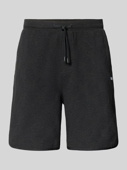 Produktfoto, Regular Fit Shorts aus Baumwoll-Mix Modell 'JT_Member Short' von BOSS Green in Schwarz, unifarben, grafisch strukturiert, elastischer Bund, Sweat-Material, seitliche Eingrifftaschen
