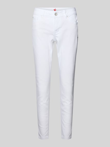 Produktfoto, weiße Jeans in 7/8-Länge Modell 'Italy' von Buena Vista aus Baumwoll-Mix mit Stretch, schmale Passform, glatte Textur.