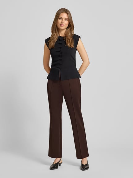 s.Oliver BLACK LABEL Smalle broek met elastische band Donkerbruin - 1