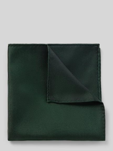 Produktfoto, Einstecktuch aus reiner Seide von Blick, dunkelgrün, quadratisches Design, feine Struktur, Maße 30 x 30 cm.