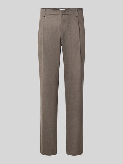 Produktfoto, Straight Fit Hose mit Baumwoll-Anteil von ROY ROBSON in Braun, Material-Mix, Bundfalten, glatte Textur, Vorderansicht