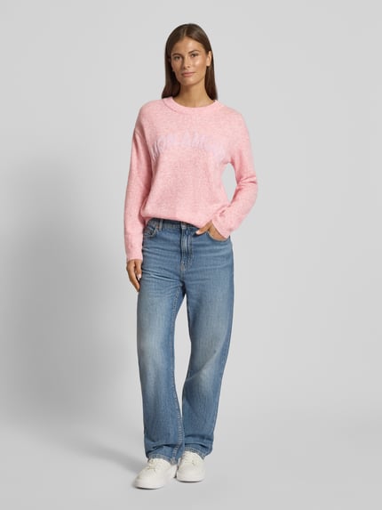 VERO MODA Regular Fit Strickpullover mit Viskose-Anteil Modell 'AMOREMIO' Rosa Melange 1