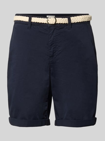 Productfoto, Regular Fit Bermudas aus Baumwoll-Mix van s.Oliver RED LABEL in effen kleuren, steekzakken, achterzakken, twill katoenmix, riem, omslag aan de pijpen, drukknoopsluiting, detail van textuur zichtbaar