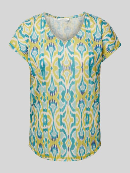 Christian Berg Woman T-Shirt mit Allover-Muster und V-Ausschnitt Apfel 2