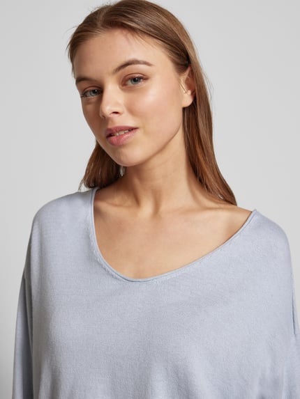 DRYKORN Cropped Strickpullover aus Baumwoll-Kaschmir-Mix Hellblau 3