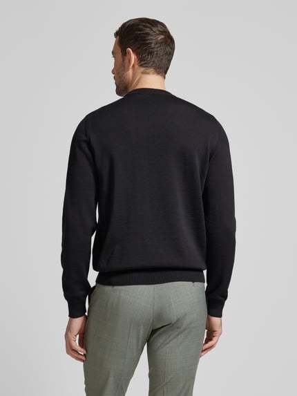 MAERZ Muenchen Regular fit gebreide pullover van zuivere scheerwol Zwart - 5