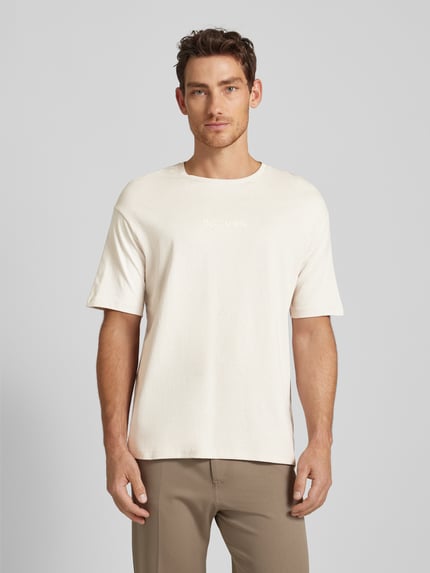 Selected Loose Fit T-Shirt mit Rundhalsausschnitt Modell 'BOTANIC FLOWER' Hellbraun 4