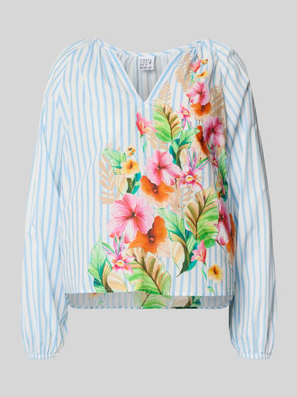 Regular Fit Bluse im Allover-Look mit V-Ausschnitt Shop The Look MANNEQUINE
