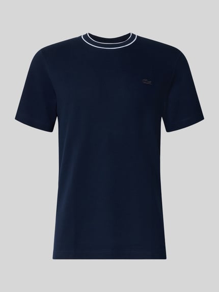 Produktfoto, granatowy męski t-shirt o prostym kroju, gładka bawełniana faktura, Regular Fit T-Shirt aus Baumwoll-Mix Modell 'CREATOR' von Lacoste, Herren T-Shirt
