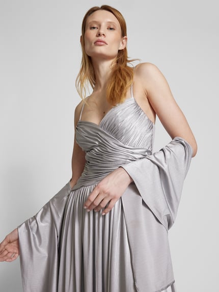 unique Abendkleid mit gelegten Falten Metallic Blue 3