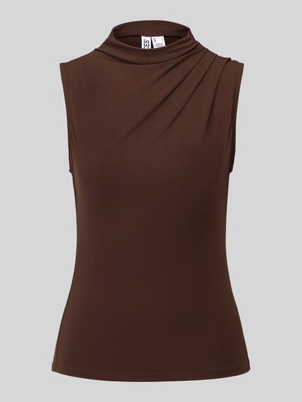 PIECES Slim fit tanktop met mock neck model 'MADISON' Donkerbruin - 2
