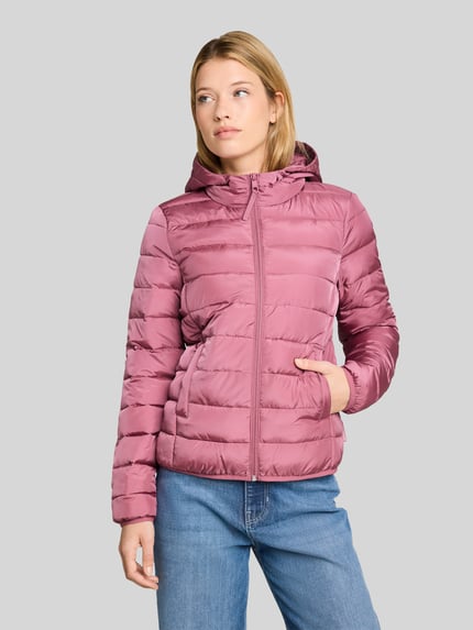 Tom Tailor Denim Regular Fit gewatteerd jack met capuchonkraag Felroze - 4