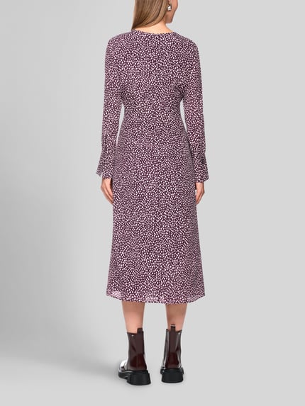 Marc Cain Tailliertes Maxikleid aus Viskose-Seiden-Mix Bordeaux 5